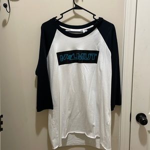 Helmut Lang Pigeon Logo Baseball Tee